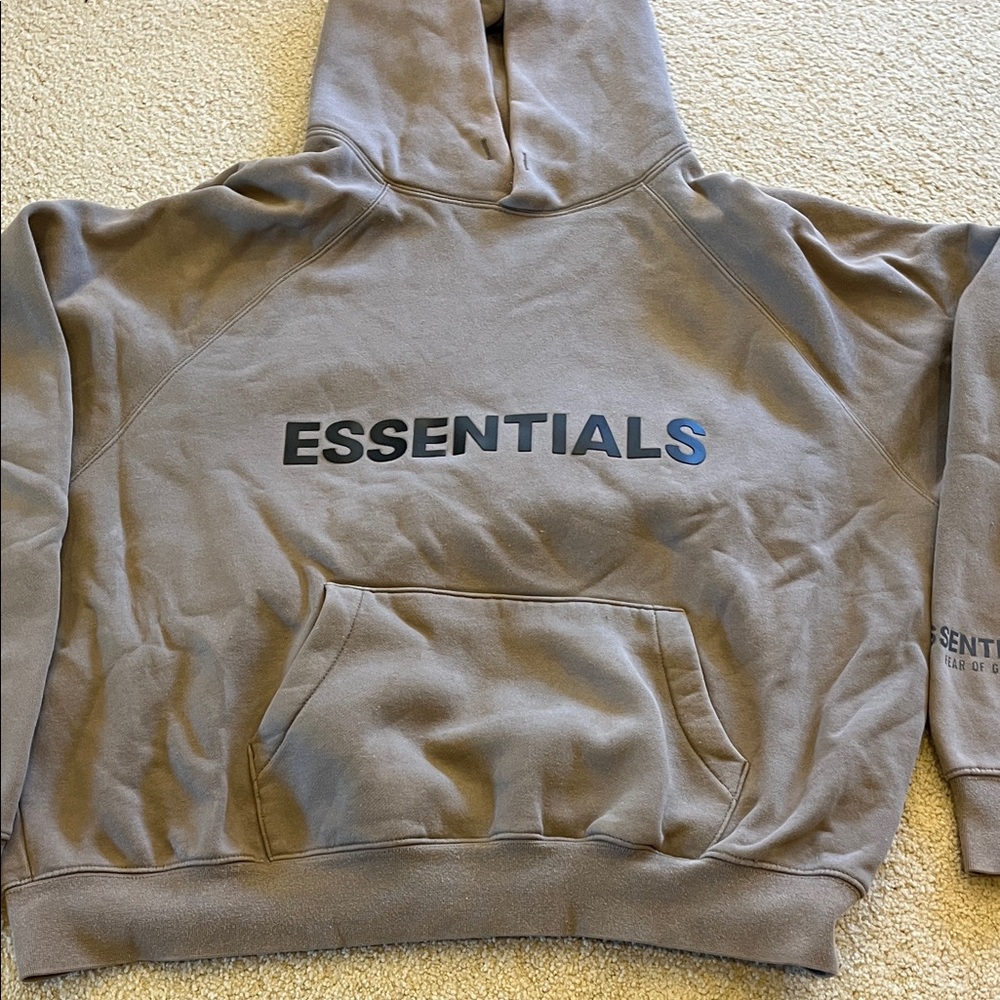 EssentialsTaupe Hoodie with Front Logo